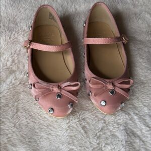 Janie and Jack Pink Mary Jane Shoes with Bow and Studs